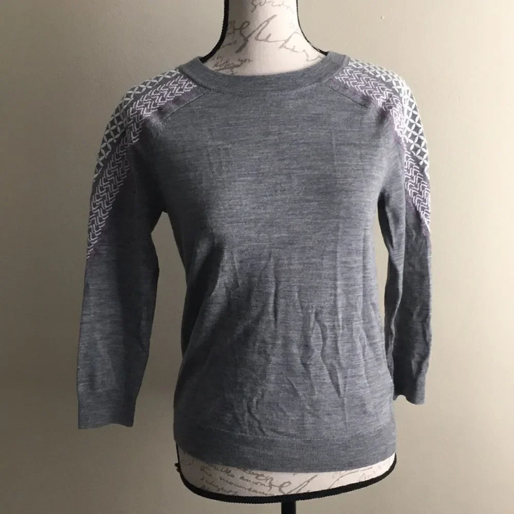 J.Crew Merino Sweater XS Shoulder Embroidery